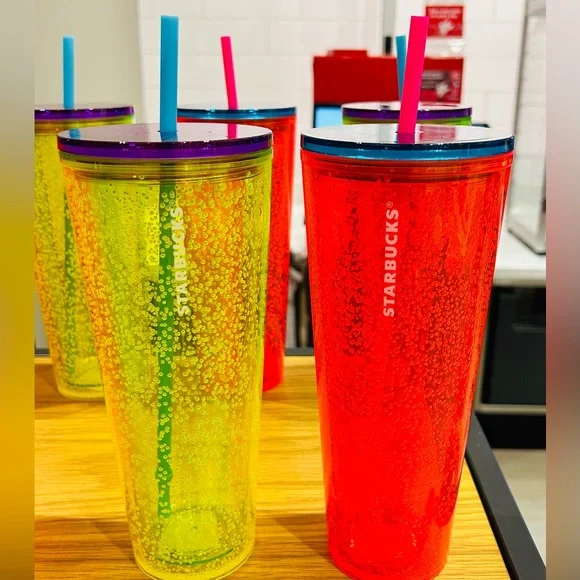 Starbucks Neon Yellow Orange Bubble Tumbler Cup Fluorescent NWT 2023 Release